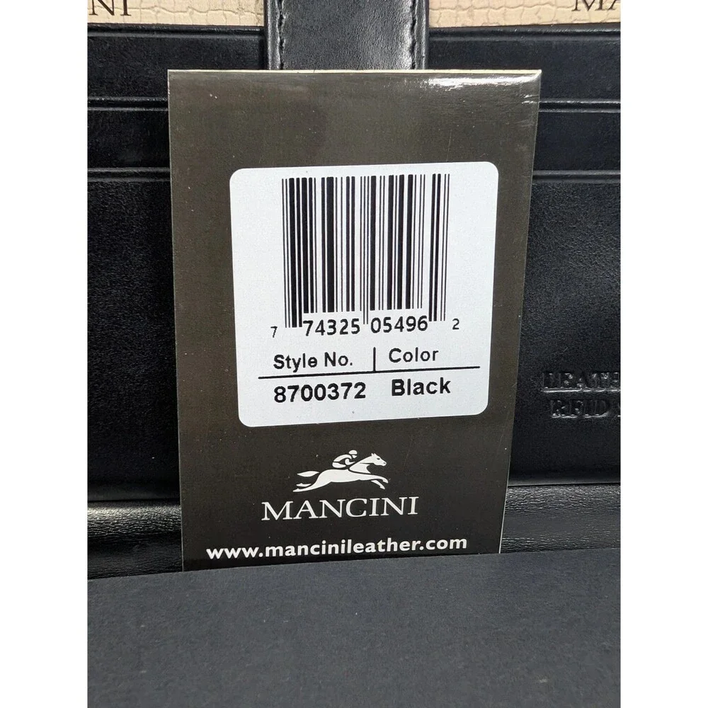 Mancini Casablanca RFID Full Zip Leather Clutch Wallet Black 87000372.